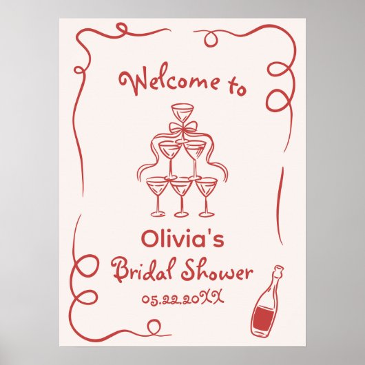 Poster Mariage Dessiné à la Main avec des Éléments Fantai (Devant)