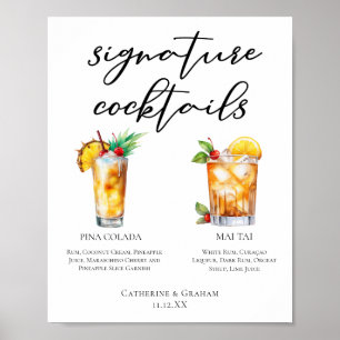 Poster Mariage d'été Signature Cocktails Menu