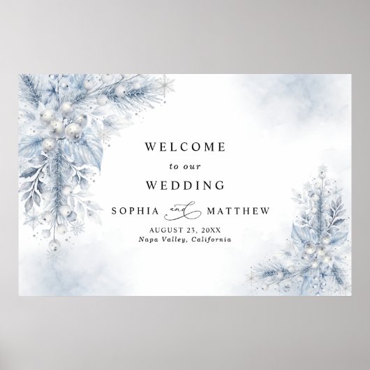 Poster Mariage d'hiver aux baies blanches gelées (Devant)