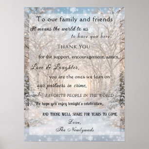 Poster Mariage d'hiver Forêt Lumières Flocons de neige Me