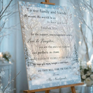 Poster Mariage d'hiver Forêt Lumières Flocons de neige Me