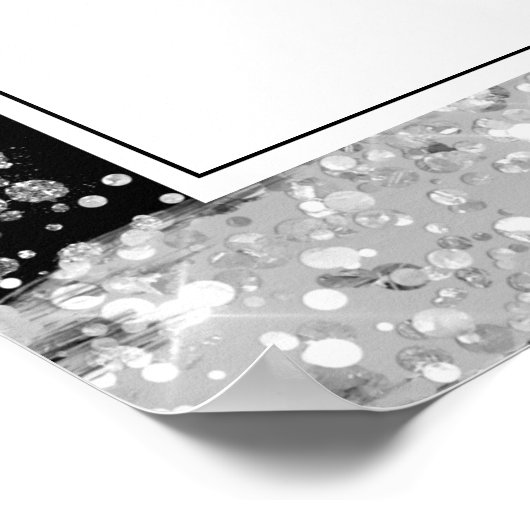 Poster Mariage d'hiver Silver et Parties scintillant noir (Coin)