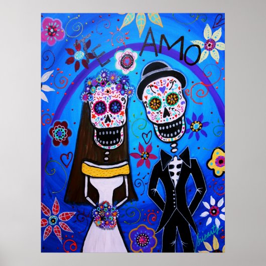 Poster Mariage Dia de los Muertos Couple (Devant)