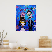 Poster Mariage Dia de los Muertos Couple (Cuisine)