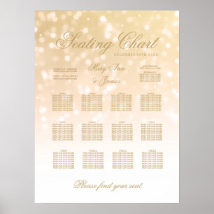 Poster Mariage Diagramme de siège Gold Bokeh Éclairage