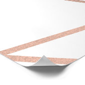 Poster Mariage Diamond Or Blanc et Rose Bienvenue (Coin)