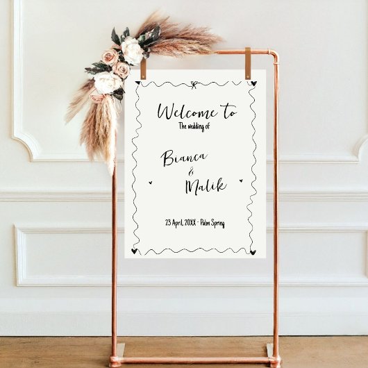 Poster Mariage d'illustrations de ligne de griffes dessin