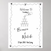 Poster Mariage d'illustrations de ligne de griffes dessin (Devant)