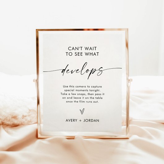 Poster Mariage Disposable Caméra Signal, Mariage Jeu Phot