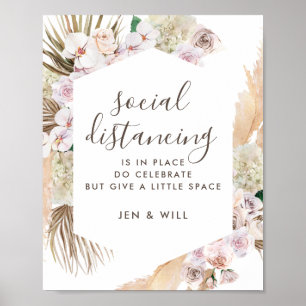 Poster Mariage Distances Sociales Pampas Panneau Grass