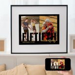 Poster Mariage d'or 2 Photo moderne 50e anniversaire<br><div class="desc">Téléchargez 2 de vos photos préférées et créez votre propre poster anniversaire de cinquantième mariage. Vous pouvez personnaliser avec vos noms et date mariage et le modèle photo est configuré pour que vous puissiez télécharger vos deux photos. Le design comprend une typographie moderne surdimensionnée et un script de brosse en...</div>