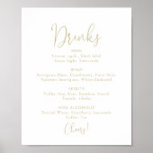 Poster Mariage d'or Boissons Menu Fancy Script Sign (Devant)
