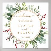 Poster Mariage d'or de Noël botanique Carré de bienvenue (Devant)