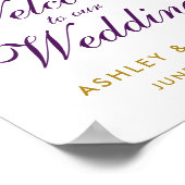 Poster Mariage d'or floral violet ultra violet (Coin)