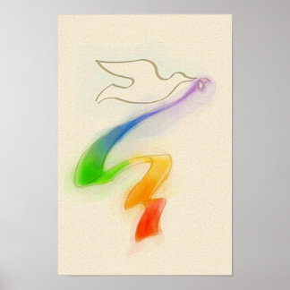 Poster Mariage Dove avec ruban arc-en-ciel