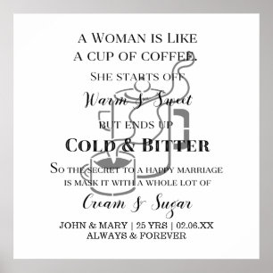Poster Mariage Drôle Comme Anniversaire Du Café Avec Des