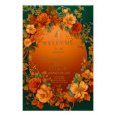 Poster Mariage druide d'automne orange et vert (Devant)