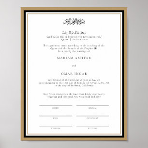 Poster Mariage du certificat de mariage Gold moderne Keep