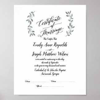 Poster Mariage du certificat de mariage moderne Keepsaké