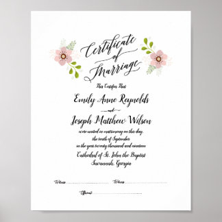 Poster Mariage du certificat de mariage moderne Keepsaké