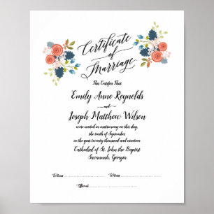Poster Mariage du certificat de mariage moderne Keepsaké