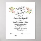 Poster Mariage du certificat de mariage moderne Keepsaké (Devant)