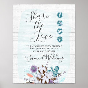 Poster Mariage du coton du pays du sud Hashtag