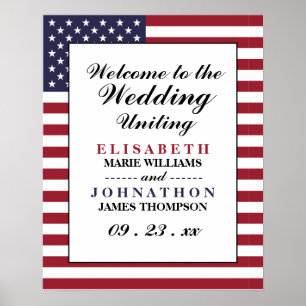 Poster Mariage du drapeau américain Bienvenue