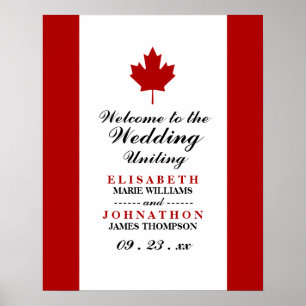 Poster Mariage du drapeau canadien Bienvenue