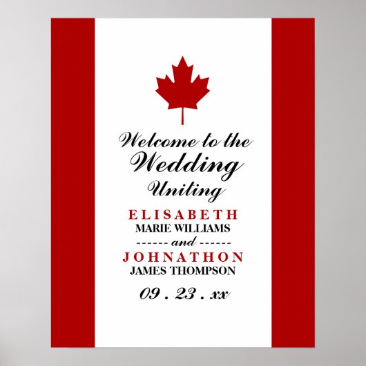 Poster Mariage du drapeau canadien Bienvenue (Devant)