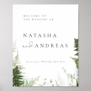Poster Mariage du feuillage sauvage Bienvenue