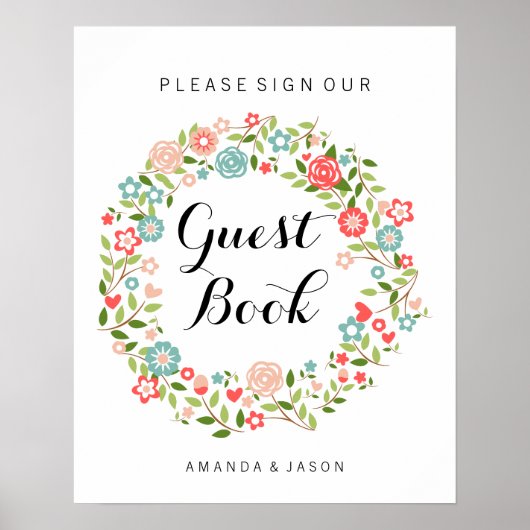 Poster Mariage du livre d'invité | Floral | bothanique (Devant)