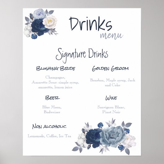 Poster Mariage du menu Boissons (Devant)