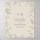 Poster Mariage du Monogramme de respiration du bébé Bienv (Devant)