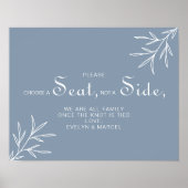 Poster Mariage Dusty Blue Choisissez un Siège et non un P (Devant)