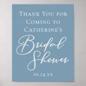 Poster Mariage Dusty Blue personnalisé avec écriture blan (Devant)