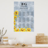 Poster Mariage Dusty Blue Sunflowers (Cuisine)