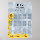 Poster Mariage Dusty Blue Sunflowers (Devant)