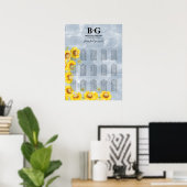 Poster Mariage Dusty Blue Sunflowers (Bureau à domicile)