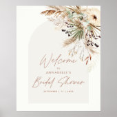 Poster Mariage économe moderne élégant avec herbe de pamp (Devant)