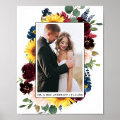Poster Mariage Élégant à l'Aquarelle avec Fleurs Mixtes (Devant)
