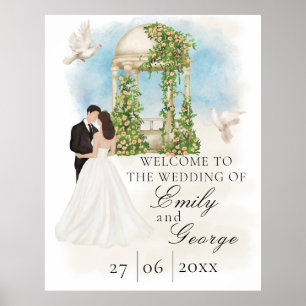Poster Mariage élégant avec mariée et la chambre Gazebo