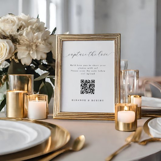Poster Mariage élégant capturer l'amour QR Code imprimabl