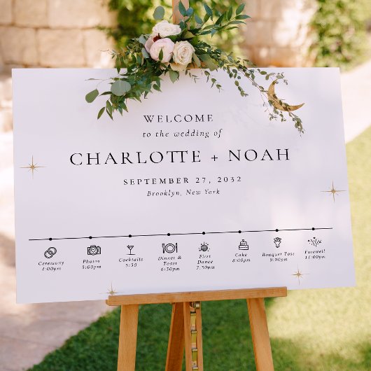 Poster Mariage Élégant Céleste Minimaliste : Bienvenue su