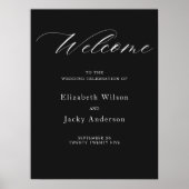 Poster Mariage Élégant Classique Calligraphié Noir et Bla (Devant)