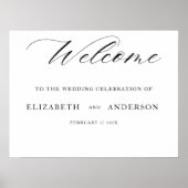 Poster Mariage Élégant Classique Calligraphie Noir et Bla (Devant)