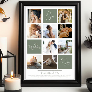 Poster Mariage élégant moderne minimaliste de collage pho