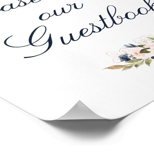 Poster mariage élégant Navy & blush (Coin)