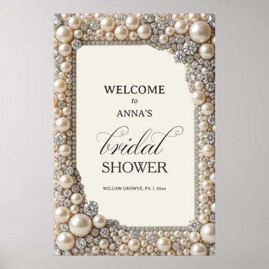 Poster Mariage Elégant Perles (Devant)
