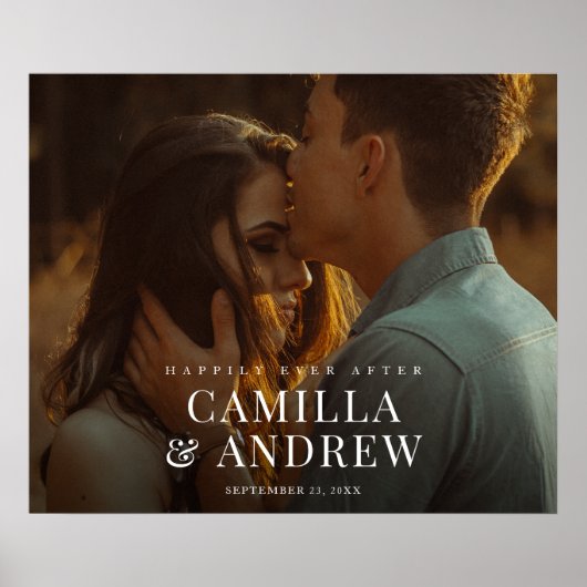 Poster Mariage Élégant Photo Moderne de Bienvenue (Devant)